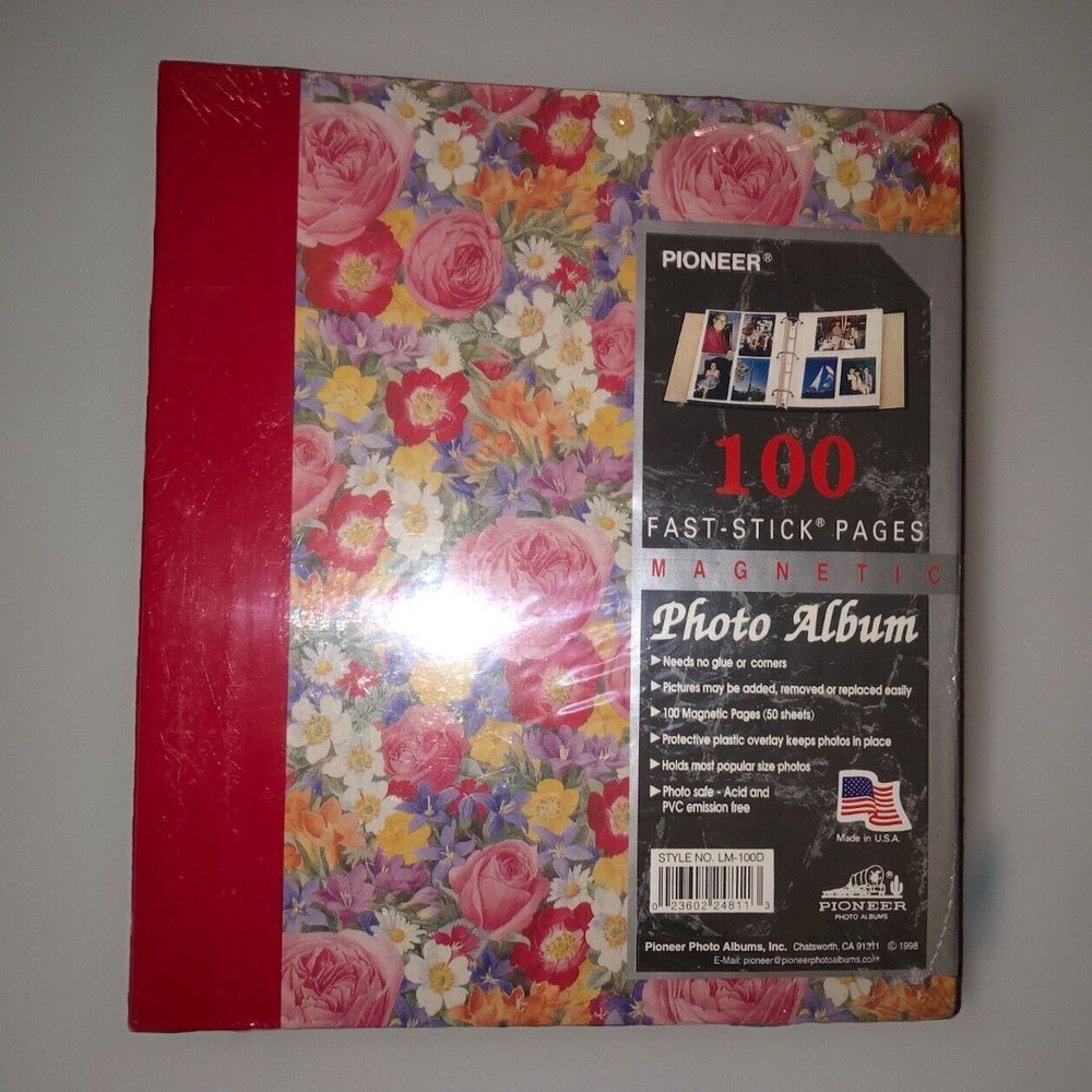 Pioneer Vintage Photo Album Floral 100 Fast-Stick Pages Magnetic Roses‎ NEW